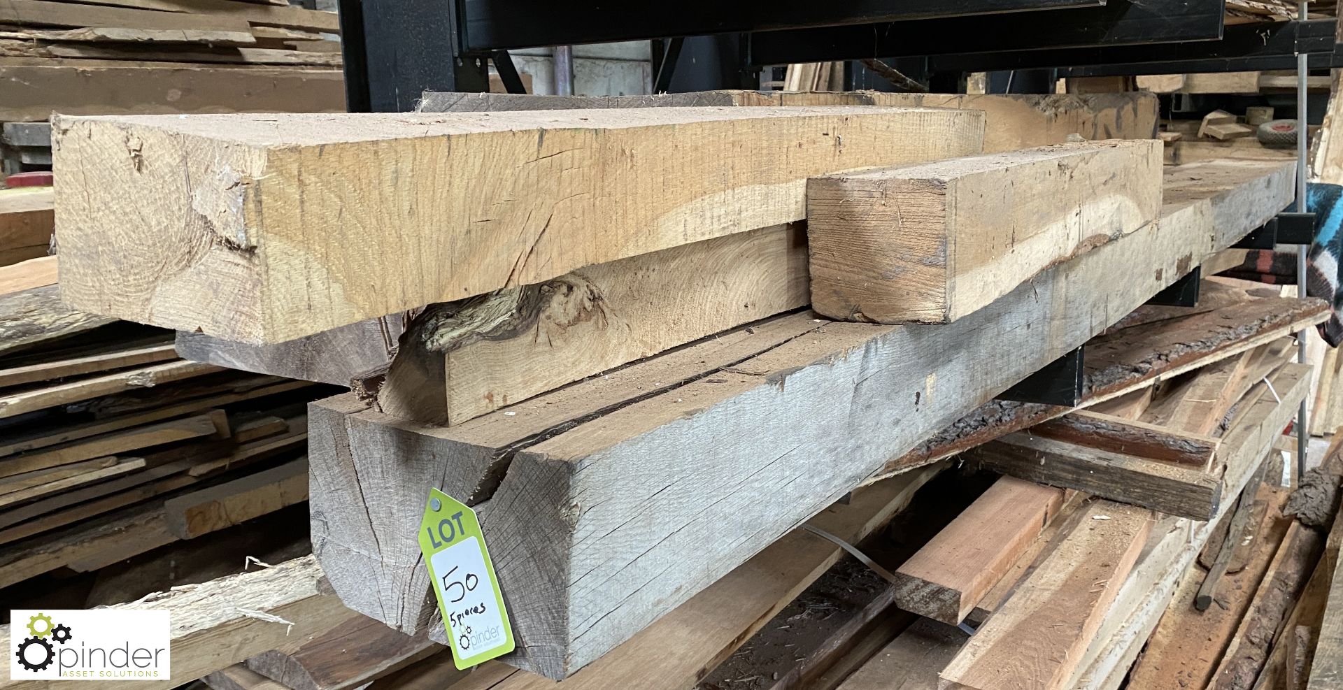 Air dried Oak Beam, 4300mm x 260mm x 150mm, Oak Beam 2460mm x 145mm x 110mm and 3 various Off Cuts - Image 2 of 6