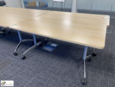 2 beech effect mobile flip down Meeting Tables, 1500mm x 750mm (first floor training room)