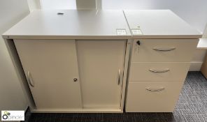 Low Storage Cabinet, 800mm x 600mm x 730mm, white and 3-drawer Pedestal, 430mm x 600mm x 730mm,
