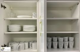 Quantity Mugs and Side Plates, to 2 cabinets (first floor kitchen)