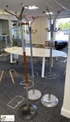 3 various tubular Hat and Coat Stands (ground floor main office)