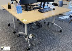 2 beech effect mobile Flip Up Tables, 1500mm x 750mm (ground floor main office)