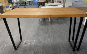 Pine topped steel framed high Refectory Table, 180