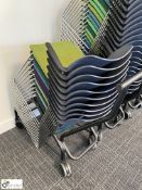 11 Senator tubular framed stackable Meeting Chairs, various colours with transport trolley (ground