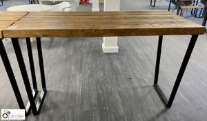 Pine topped steel framed high Refectory Table, 1800mm x 800mm x 1100mm (ground floor breakout/café)