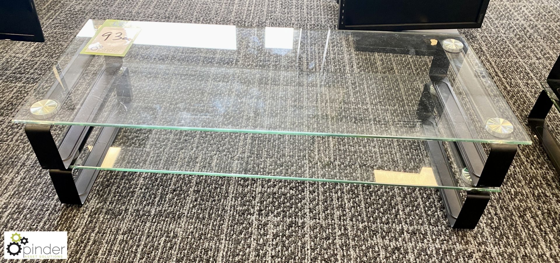 4 glass Monitor Stands (ground floor main office) - Image 2 of 3