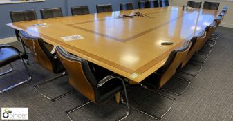 Walnut inlaid shaped Boardroom Table, 5400mm x 3000mm max / 1500mm min (first floor boardroom)