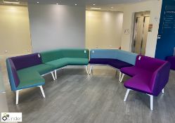 4 Boss upholstered shaped Reception/Breakout Sofas, various colours (ground floor reception)