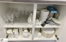 Quantity Dinnerwear and Glasses, to double cabinet (first floor kitchen)