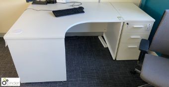 White corner Desk, 1400mm x 1200mm, with 3-drawer full height pedestal (first floor meeting room 5)