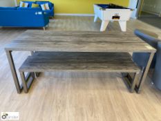 Stained oak effect Dining Table, 1800mm x 800mm x 720mm, with 2 benches (first floor kitchen)