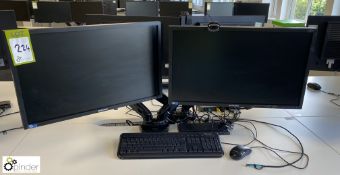 2 Samsung 24in Monitors, with iTec Triple Display docking station, webcam, keyboard and mouse (not