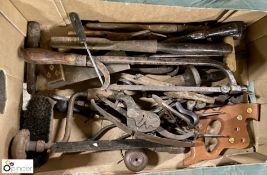 Quantity antique Hand Tools, including saws, lathe tools, planes, screwdrivers, etc