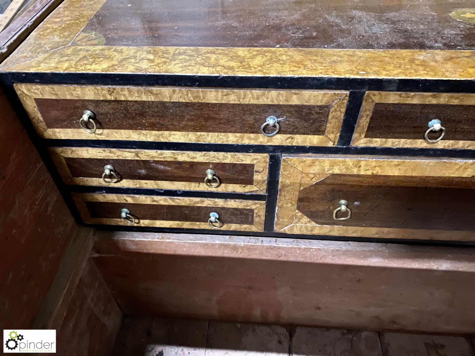 Wooden Carpenters Tool Chest with burr walnut inlay, 9-drawer tool case - Image 6 of 13