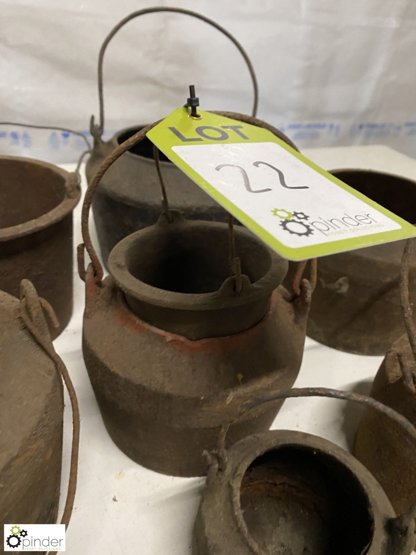 7 various cast iron Glue Pots and Inners - Image 6 of 7