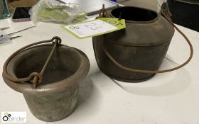 2 various Copper Glue Pots