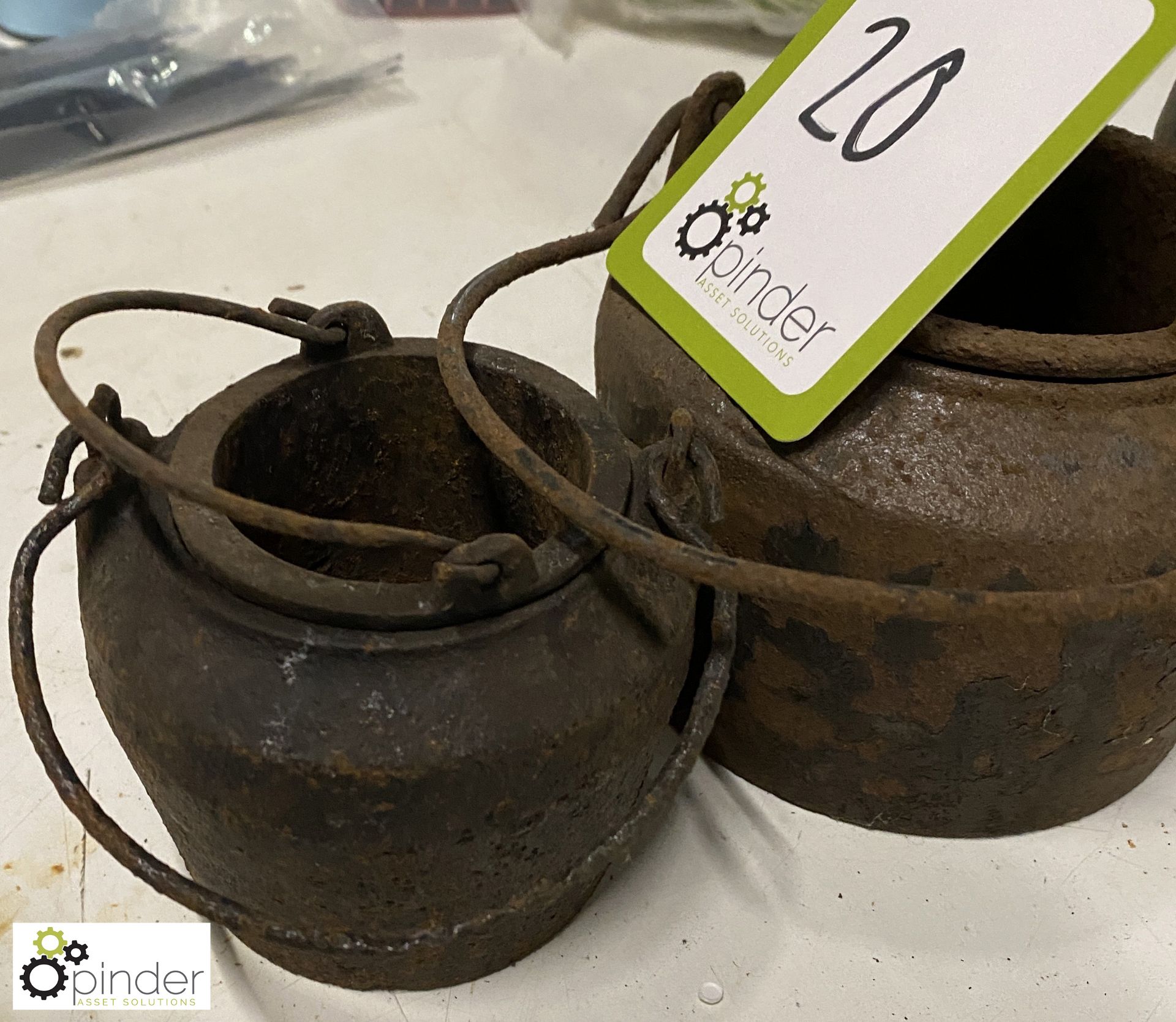 4 various cast iron Glue Pots - Image 7 of 8