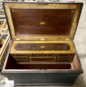 Wooden Carpenters Tool Chest with burr walnut inlay, 9-drawer tool case