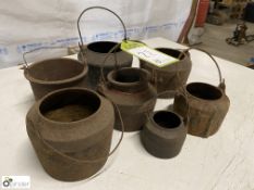 7 various cast iron Glue Pots and Inners