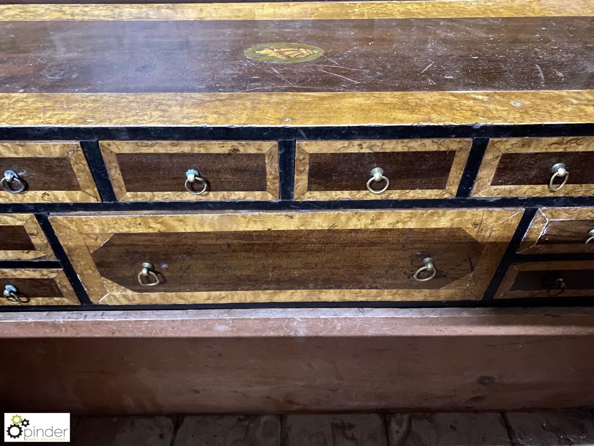 Wooden Carpenters Tool Chest with burr walnut inlay, 9-drawer tool case - Image 7 of 13