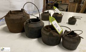 4 various cast iron Glue Pots