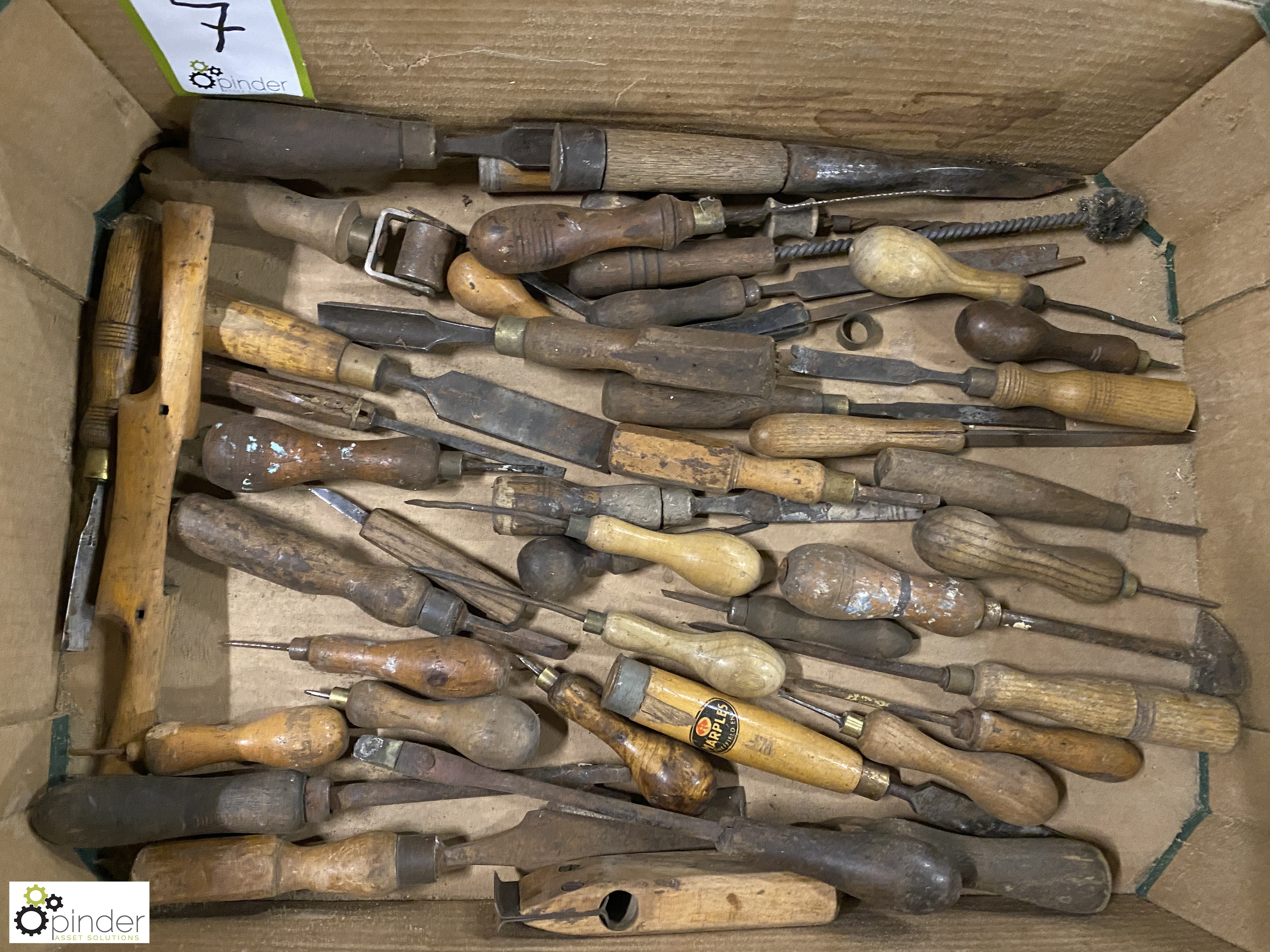 Quantity various Chisels, Bradawls, to tray - Image 2 of 7