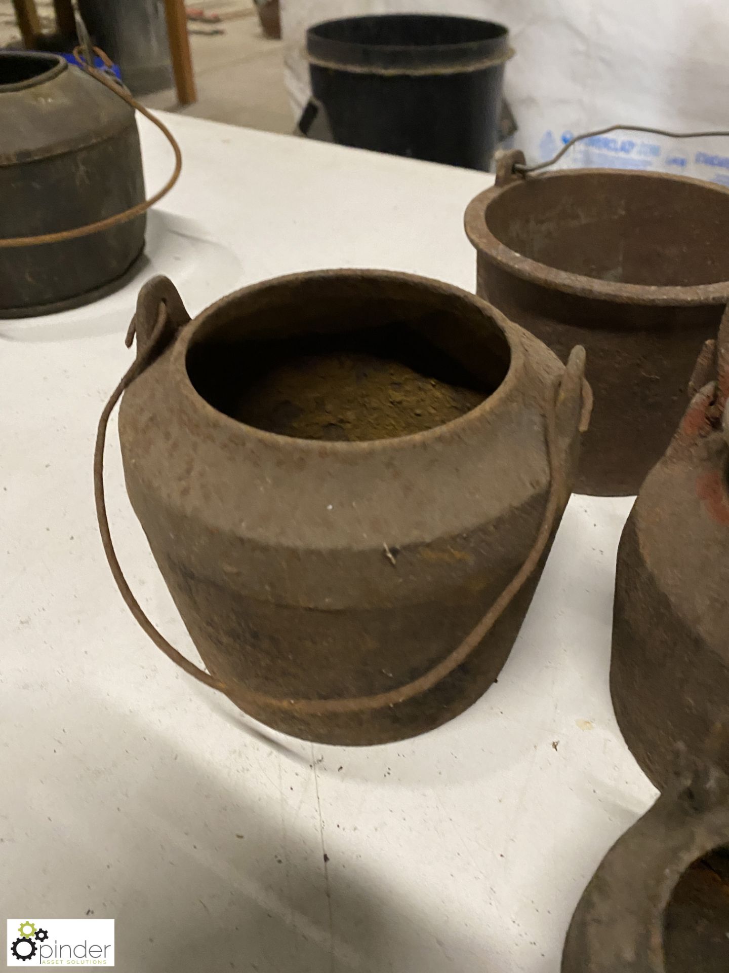 7 various cast iron Glue Pots and Inners - Image 3 of 7