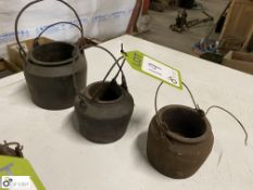 3 various cast iron Glue Pots