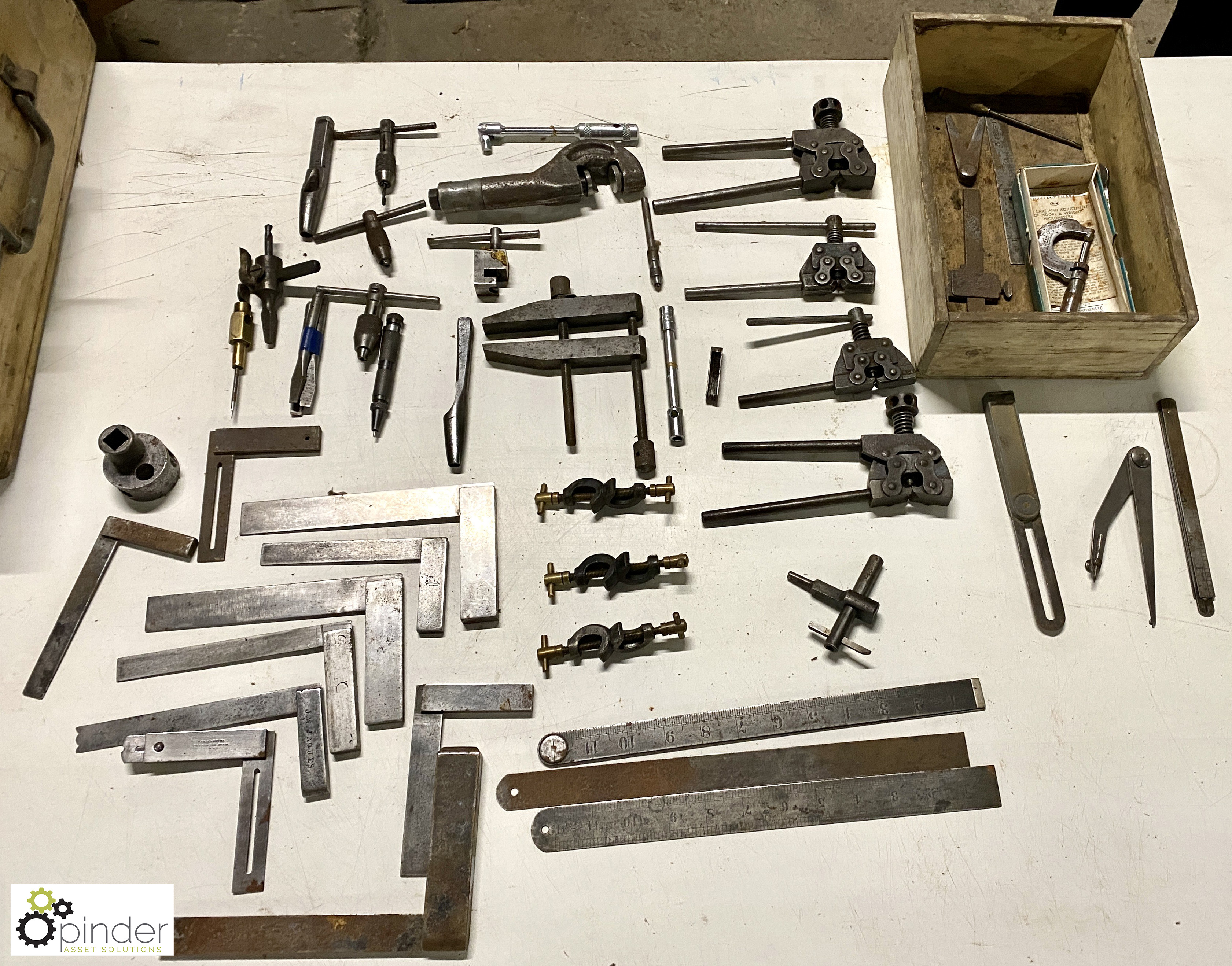 Quantity various Engineering Tooling including punches, nut splitters, rules, micrometer, to and