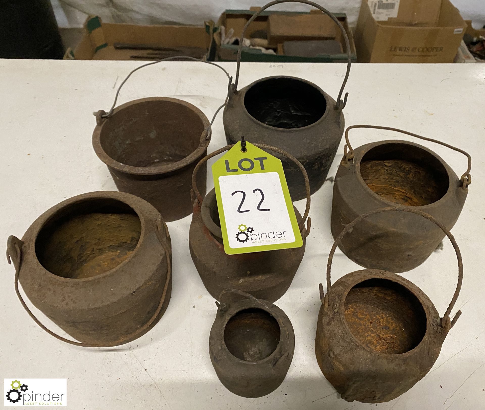 7 various cast iron Glue Pots and Inners - Image 2 of 7