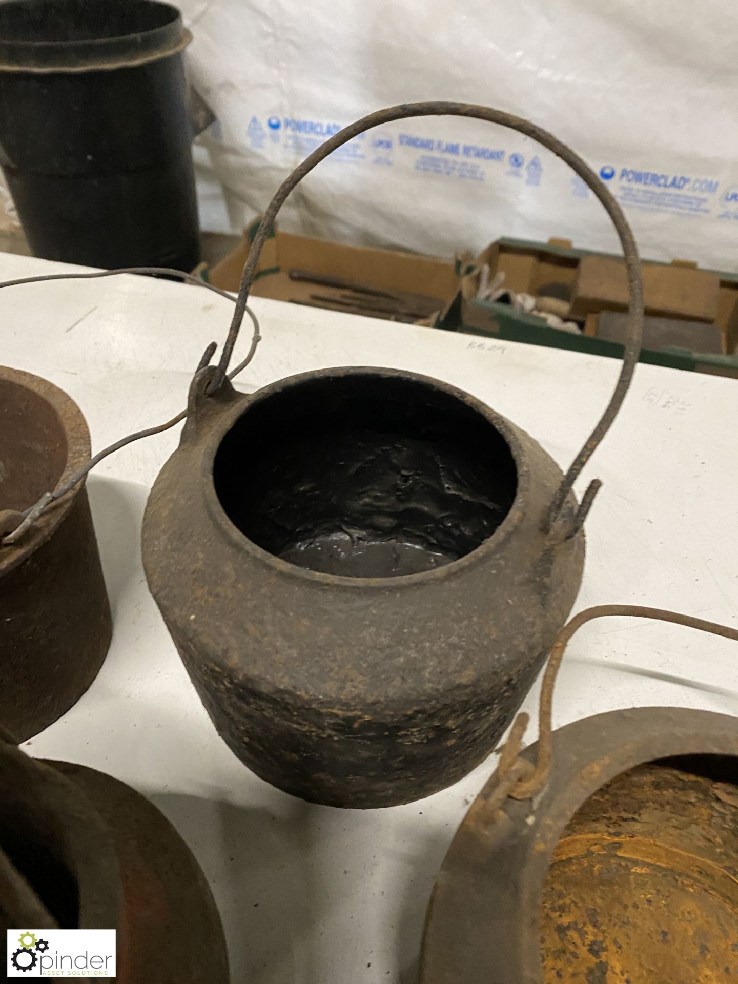 7 various cast iron Glue Pots and Inners - Image 5 of 7