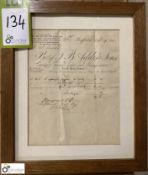 Framed and glazed Invoice to the Royal Family by Addis & Sons, Sheffield, September 1901