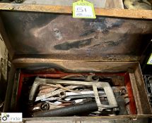 Steel Tool Box, including hacksaw, hammers, spanners, etc