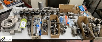 Quantity Machine Tooling including various chucks, drills, reamers, to bench