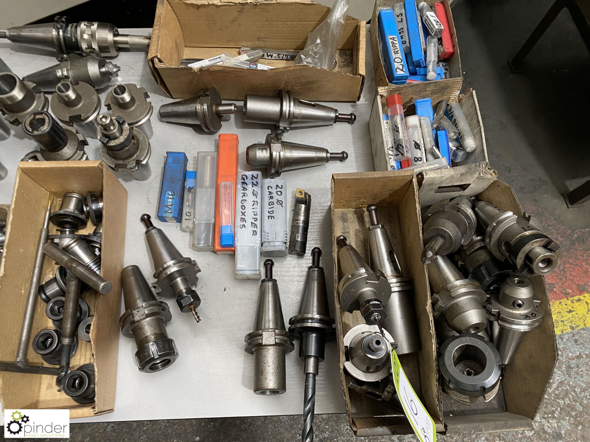 Quantity Machine Tooling including various chucks, drills, reamers, to bench - Image 9 of 10