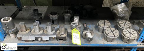 15 various Tool Holders and Collets, to shelf