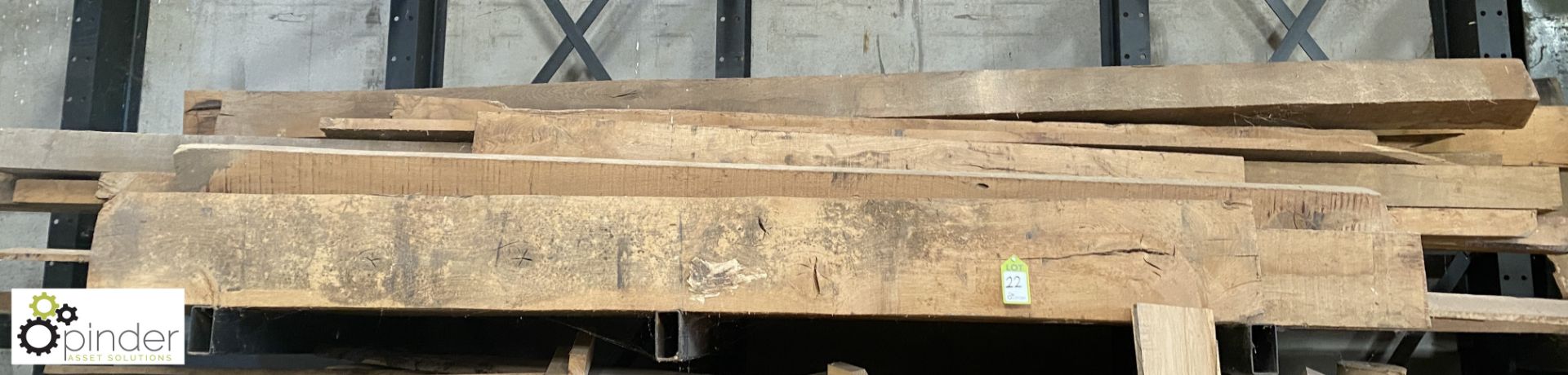 Quantity various sized Oak and Softwood Beams, up to 4800mm, to shelf - Image 5 of 10