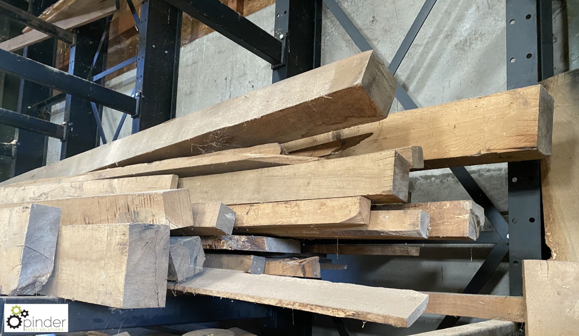 Quantity various sized Oak and Softwood Beams, up to 4800mm, to shelf - Image 2 of 10