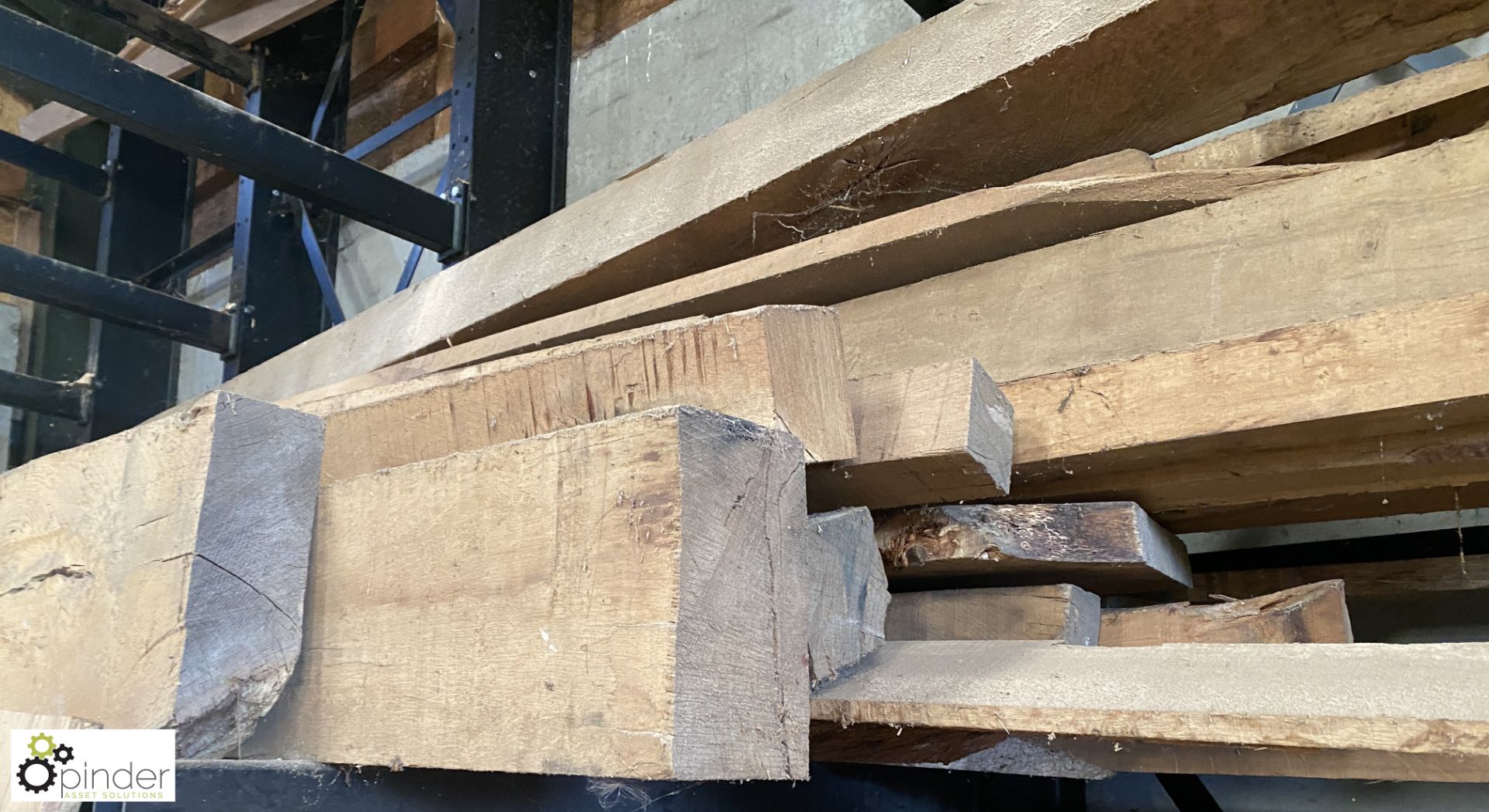 Quantity various sized Oak and Softwood Beams, up to 4800mm, to shelf - Image 4 of 10