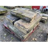 A large piece of Victorian Yorkshire stone Coping with droughted corners, approx. 6in high x 18in