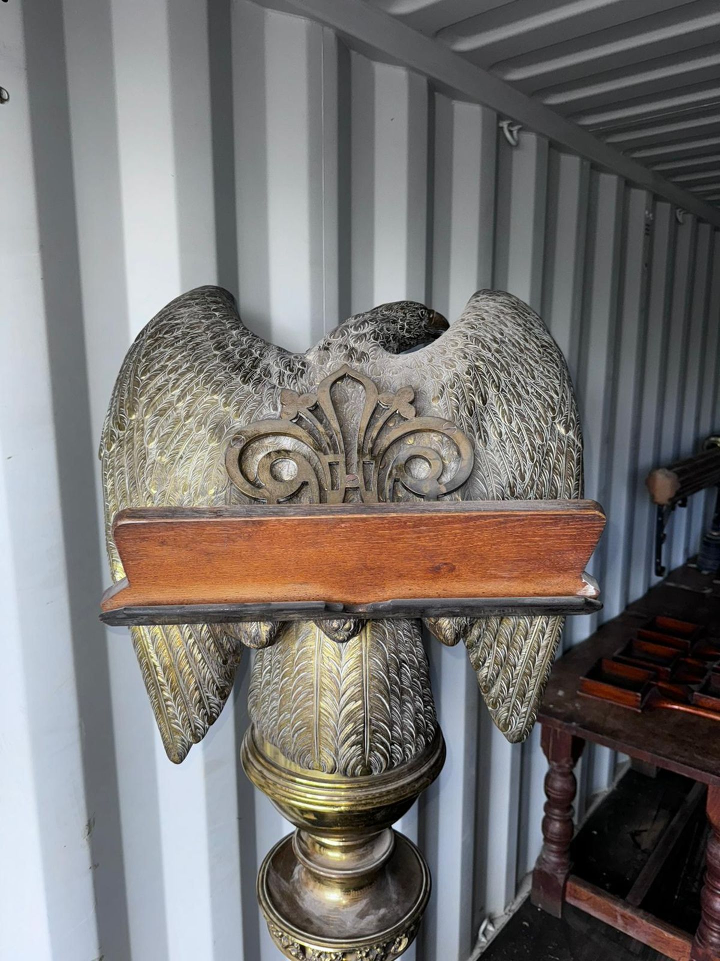 A gothic brass Eagle Lectern, with grapevine decor - Image 8 of 11