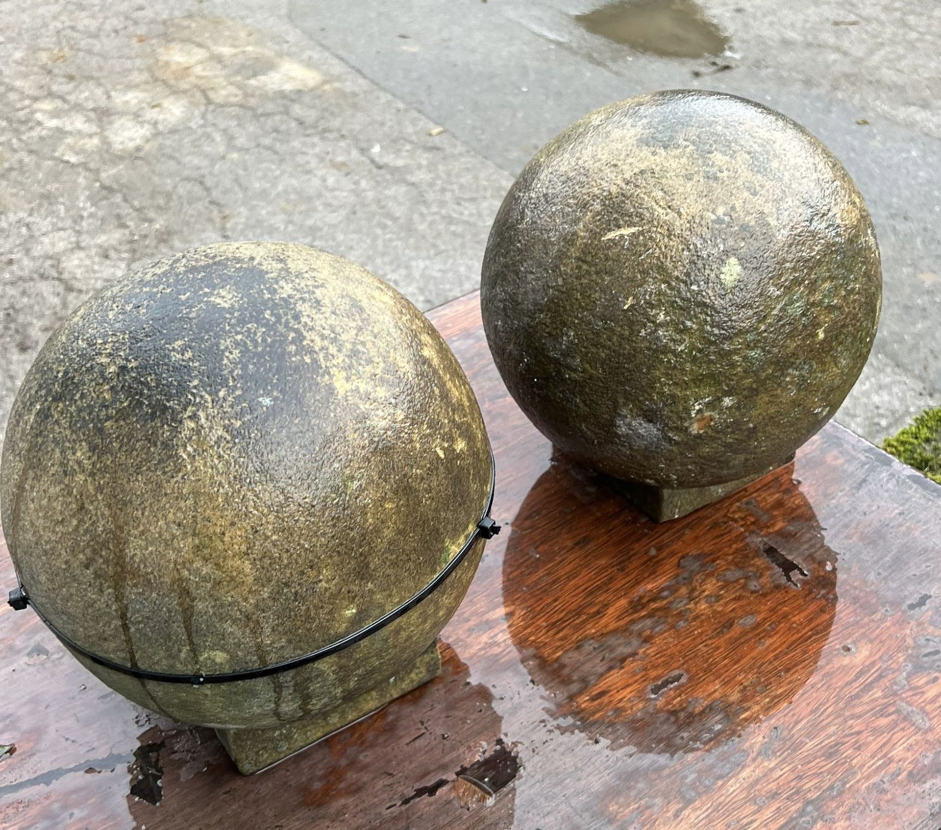 A pair Victorian Yorkshire stone Ball Finials, approx. 9in high x 9in dia (Lot Location: - Image 5 of 7