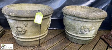 A pair of reconstituted stone olive tree Pots with