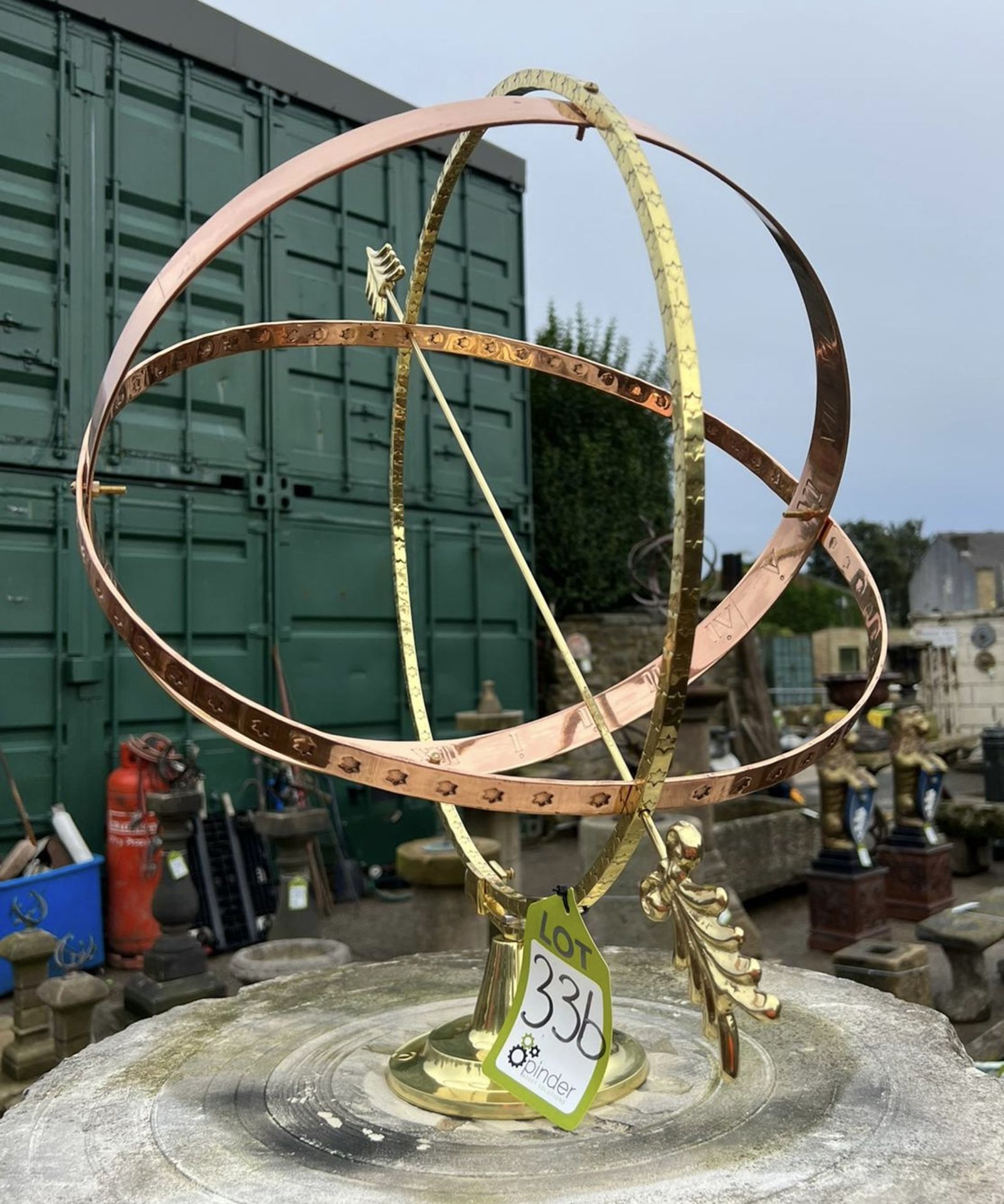 Bronze and copper polished Armillary, 24in high x - Image 8 of 10