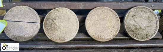 4 reconstituted stone Coins depicting a farthing w