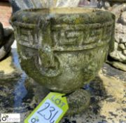 A reconstituted stone Urn with Greek key and grape
