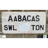A Vintage Sign “Aabacas” approx. 15in high x 30in