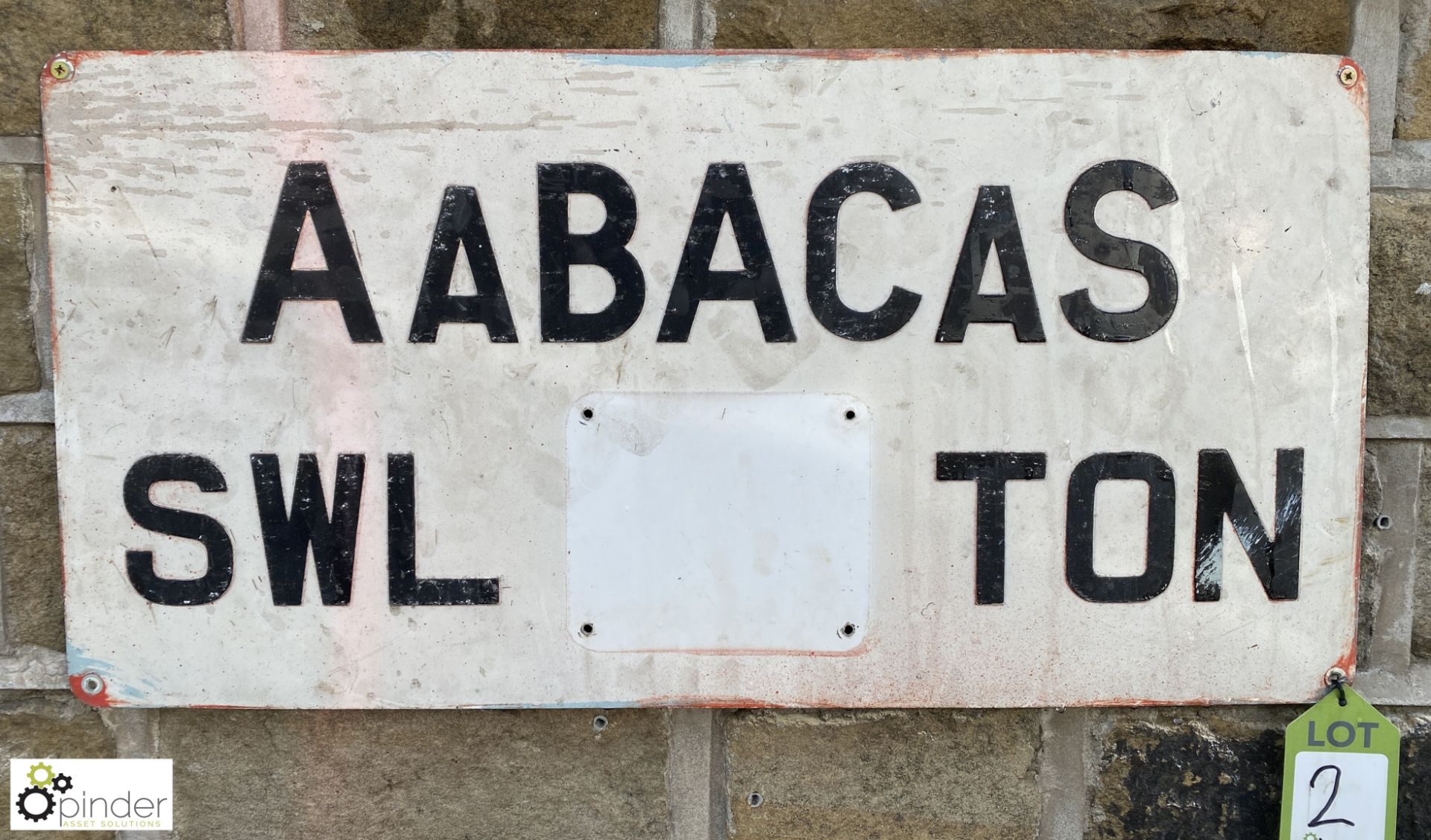 A Vintage Sign “Aabacas” approx. 15in high x 30in