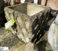 A reconstituted stone square Planter with leaf dec