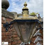 A large brass Lantern with wrought iron bracket an